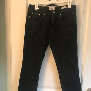 Black Zara Cropped Ripped Jeans